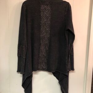 Indigo Black Cardigan with Lace Panel